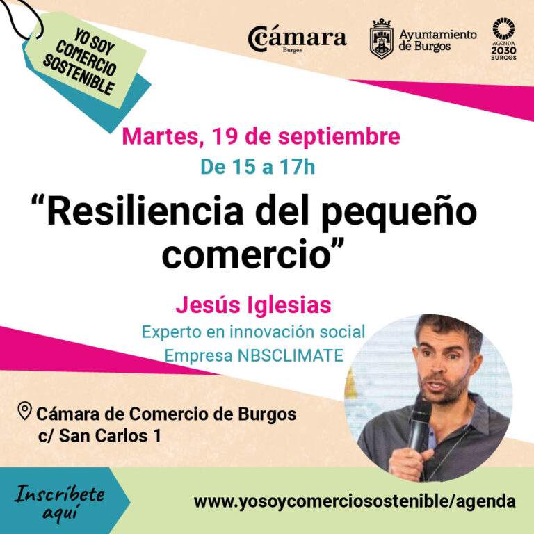 Cartel del taller dirigido a mejorar la sostenibilidad de los comercios de Burgos